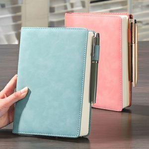 High-End A5 PU Leather Hardcover Sewing Bound Notebook 100 Sheets Minutes <b>Journal</b> Business Meetings Customizable Office Supplies - Product Image 3