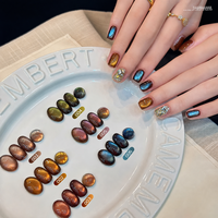 Kit de vernis gel magnétique effet œil de chat, série Chameleon Shimmer Silk Moonlight Earth Brown, pour la décoration des ongles