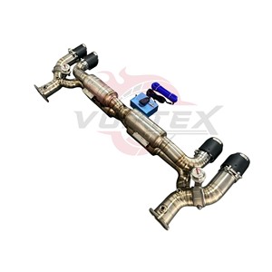 ท่อไอเสีย Vortex Premium Ultra Lightweight Titanium Catback สำหรับ Porsche 911 991.2 Turbo S 3.0T Valvetronic พร้อมปลายท่อคาร์บอนแบบ Quad - Product Image 3