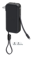 Baterai Li-Polymer 10000mAh dengan Colokan AC Terintegrasi, Power Bank 22.5W PD Pengisian Cepat, Kabel Tipe-C, Charger Perjalanan, ODM/OEM/Grosir