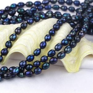 7mm un collier de perles noires de riz <span class=keywords><strong>100</strong></span> ''pouces de long collier de perles naturelles d'eau douce bijoux - Product Image 6