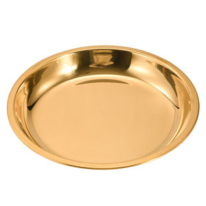 จานสแตนเลสทรงกลมก้นแบน 304 สีทอง/สีเงิน ถาดเสิร์ฟอาหาร จานลึก - Product Image 5