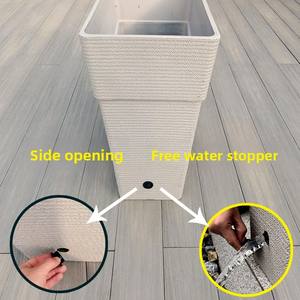 P450 Jardinière de jardin épaissie avec plaque de base, grande jardinière <span class=keywords><strong>rectangulaire</strong></span> en plastique pour extérieur - Product Image 2