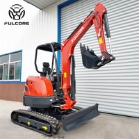 Mini-excavatrice FULCORE durable EPA avec commande de soupape hydraulique de précision pour la pose de tuyaux, sans cabine