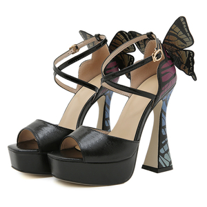 Sandales pour femmes Flan Ruofei à talon épais et super haut, plateforme imperméable, imprimé couleur 3D - Product Image 2