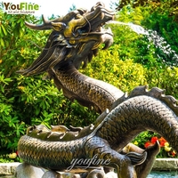 Statue de fontaine de dragon en bronze coulé de taille réelle pour jardin extérieur chinois