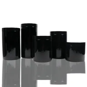 Vente en gros, emballage alimentaire pour poudre libre 100ml 200ml 250ml 300ml 500ml pot de crème cosmétique en plastique pet noir avec couvercle noir