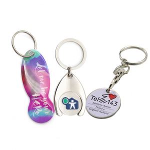 Porte-clés décapsuleur personnalisé avec logo pour femmes, en forme de jeton de chariot de courses, vente en gros - Product Image 1