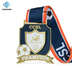 Trung quốc sản xuất không có đặt hàng tối thiểu vàng biểu tượng tùy chỉnh huy chương lưu niệm thể thao Finisher bóng đá Huy chương với thăng hoa Ribbon