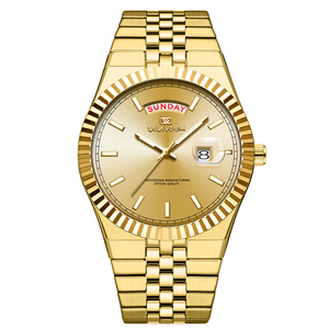 นาฬิกาข้อมือผู้ชายดีไซน์หรูหรา ระบบออโตเมติก หน้าปัดแสดงเวลาสองระบบ 24 ชั่วโมง พร้อมช่องแสดงปฏิทินรายปี ฝาหลังแบบโชว์กลไก ขอบตัวเรือนแบบฟลูเต็ด - Product Image 5