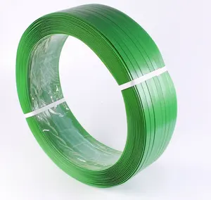 Rouleau de bande de cerclage d'emballage en plastique polyester lisse gaufré vert 16mm 32mm recycler la sangle en PET