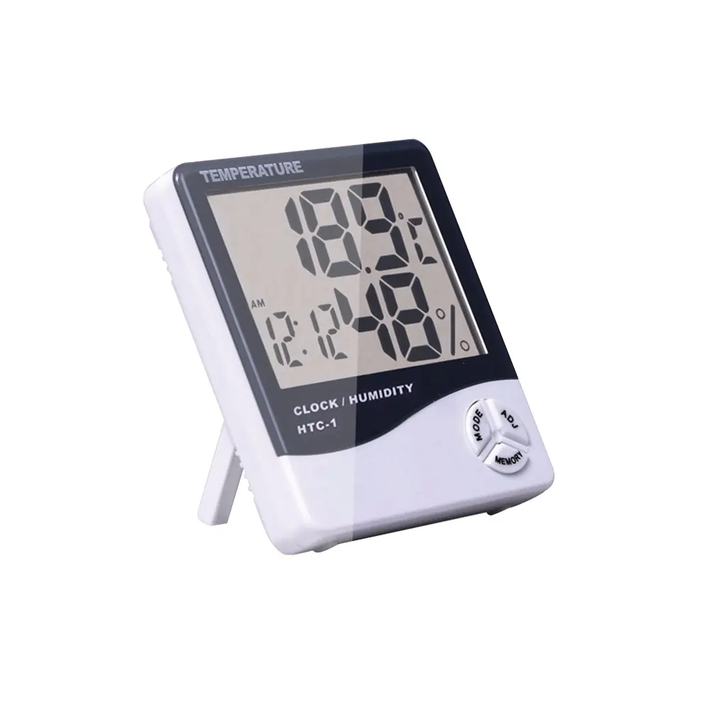 Многофункциональный измеритель температуры и влажности белого цвета с цифровым дисплеем