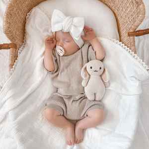 Conjunto de 2 Piezas Personalizado de Punto y <span class=keywords><strong>Crochet</strong></span> para Bebé Niño, Suéter con Diseño Pointelle, Camiseta y Pantalones Cortos de Verano - Product Image 5