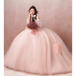 Pink Dreamy Tulle Ball Gown Wedding Dress Sweetheart Neckline Empire Waistline For Photography Studios - Product Image 3