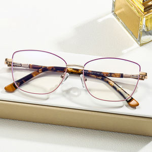 卸売女性用ファッショナブルな金属光学メガネフレームコンピュータ眼鏡ソリッドパターン猫アイプリプションメガネ - Product Image 2