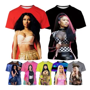 الصيف جديد مثير المغني نيكي Minaj 3D قميص مطبوع للرجال الأزياء عارضة 3D قميص مطبوع من الرجال جولة الرقبة أعلى