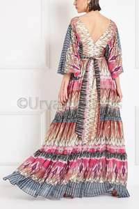 Las mujeres verano largo Maxi vestidos Sexy Vintage Floral impreso damas de manga completa Boho Maxi vestido - Product Image 3