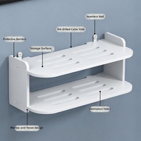 Étagère murale à 2 niveaux pour routeur WiFi, support de rangement pour routeur sans fil avec clous adhésifs sans trace