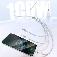 Cable de Carga SAMZHE de 100W con Doble Conector USB Tipo-C, Cable de Datos de Carga Rápida de 5A, Cable Trenzado Blanco para iPad, iPhone, Auto y Android