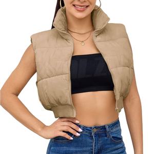 Best Material Cheap Price Crop <b>Top</b> Puffer <b>Vest</b> Latest Design 2025 New Style Crop <b>Top</b> Puffer <b>Vest</b> - Product Image 1