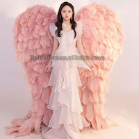 Vente en gros de grandes ailes d'ange en plumes d'autruche pour adultes, couleur or bleu rose noir blanc et longues, pour fêtes de carnaval festif