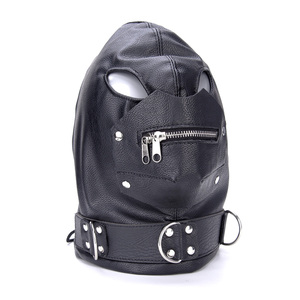 Bdsm <span class=keywords><strong>Fetish</strong></span> Slave Bondage Masker Kap Sm Lederen Bondage Rollenspel Fetisj Capuchon Cover Volwassen Games Hoofddeksels - Product Image 1