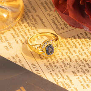 Bague en saphir 1,5 carat plaqué or, pierres précieuses de laboratoire, bijoux de mode, bagues en argent sterling pour filles et hommes - Product Image 3