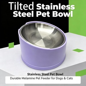 Gamelle inclinée en acier inoxydable pour animaux de compagnie, bol d'alimentation en mélamine pour chiens et chats, gamelle personnalisable pour nourriture et eau - Product Image 6
