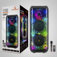 Enceinte portable Bluetooth 20W avec LED RGB, boombox, micro sans fil, télécommande et fonction TWS pour karaoké extérieur et soirées à domicile