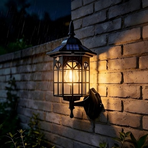 Lámpara Solar de Pared <span class=keywords><strong>para</strong></span> Jardín con Sensor de Movimiento, IP65 Impermeable, Decoración de Pared Vintage, Linterna Solar <span class=keywords><strong>para</strong></span> Jardín y Patio - Product Image 4