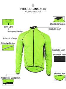Reflective Luminous Long Sleeve <b>Cycling</b> Jersey Night Visible Safety Bike Riding Top Road MTB <b>Cycling</b> with Back Pockets for Adult - Product Image 3
