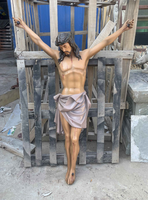 Statue de la croix de Jésus en résine de fibre de verre chrétienne grandeur nature extérieure