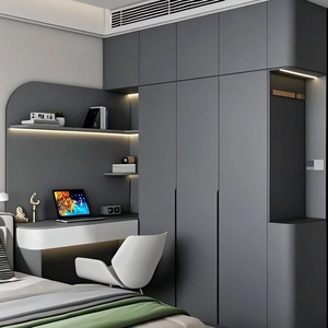 High Quality Custom Wood Bedroom Wardrobes & <b>Desks</b>-Modern <b>Minimalist</b> Design for Apartment Use - Product Image 1
