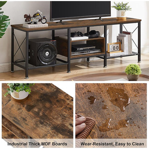 Meuble de Télévision Moderne de 75 Pouces Console Industrielle à 3 Niveaux, Étagères de Rangement Ouvertes, Centre de Divertissement, Cadre en Métal, <span class=keywords><strong>Salon</strong></span> - Product Image 5