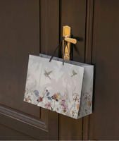 Sac cadeau en papier imprimé personnalisé mignon avec ruban en satin rose, sac d'emballage boutique pour anniversaire, cosmétiques, cadeaux