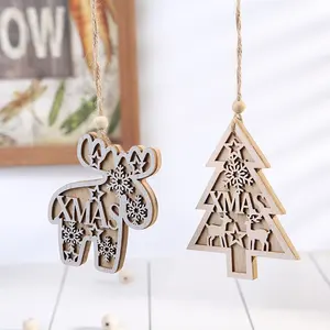 Decorazione natalizia pendenti in legno decorazioni per albero di natale piccoli ciondoli di natale trucioli di legno può essere personalizzato