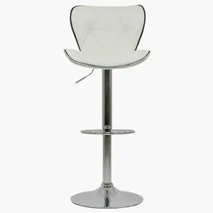 Stylish counter height white faux leather swivel bar chair with backrest