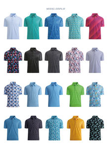 Chemises habillées personnalisées pour hommes, respirantes, en polyester et élasthanne, broderie florale, faible MOQ, impression par transfert thermique, 200g, Dobby, manches courtes - Product Image 3