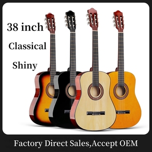 Guitarra clásica de alta calidad de 38 pulgadas con cuerpo de madera de tilo de 6 cuerdas con acabado brillante OEM instrumentos musicales al por mayor - Product Image 2