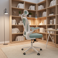 Chaise de bureau ergonomique moderne haut de gamme en maille, avec accoudoirs pivotants réglables, rembourrée pour un confort optimal, mécanisme papillon, dossier ailé et glissière.