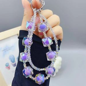 Trendy Mobile Phone Rope Pearl Chain Diamond Pendant Beaded Gemstone Pendant Bag Keychain Pendant Cellphone Chains
