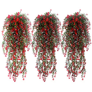 <b>Artificial</b> <b>Hanging</b> <b>Flower</b> <b>Basket</b> Red Camellia 77 In Indoor Outdoor Wedding Decoration Plastic High Simulation - Product Image 4