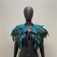 Cape châle en plumes de coq naturelles avec nœud papillon noir, style gothique, pour Halloween, cosplay, carnaval, fête, costume