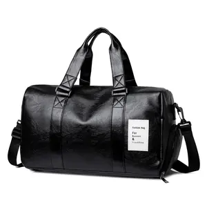 40L Duffle Bag Gym Bag for Women with Toiletry Bag Waterproof Weekender Carry On with Shoe Compartment Wet Pocket for Sports PU