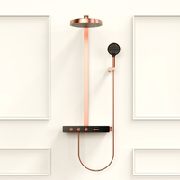 Ensemble de douche mural de luxe complet avec pommeau de douche pluie thermostatique doré et mitigeur pour salle de bain