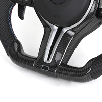 Volant en cuir semi-perforé personnalisé avec LED et fibre de carbone pour BMW F10 F20 F21 F30 F32 M3 F80 M4 F82 M2 F87 X5M F85 E90 E92