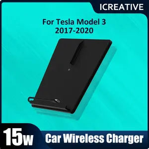 Icreative NOUVEAU Chargeur sans fil Qi 1.2 à charge rapide pour Tesla Model 3, support de tableau de bord, double chargeur 10W pour 4 smartphones - Product Image 2