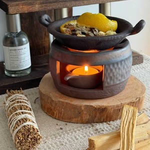 Brûleur d'aromathérapie robuste résistant à la chaleur pour la maison/le bureau, au design vintage de <span class=keywords><strong>cheminée</strong></span>, pour réchauffeur de thé et combustion à sec - Product Image 3