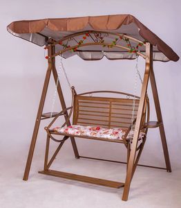 Mobilier de jardin d'extérieur Revêtement solaire à double siège Cadre en fer Balançoires de patio Salon Balcon Hamac <span class=keywords><strong>Chaise</strong></span> en métal avec coussin - Product Image 3