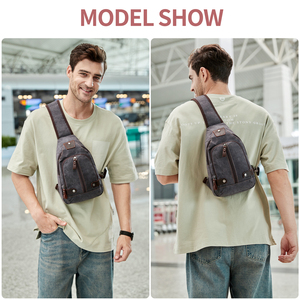 Bolso de <span class=keywords><strong>pecho</strong></span> Nerlion N-162 para hombre, informal, moderno, bandolera, de gran capacidad, resistente al desgaste, impermeable, de lona. - Product Image 3
